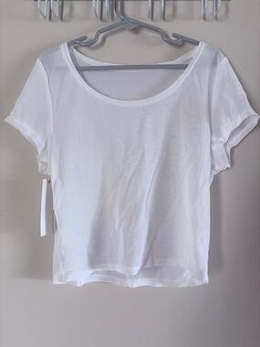 Londre White Scoop Mesh Crop Top